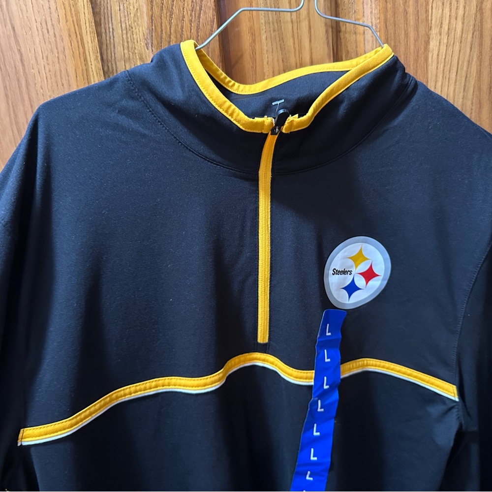 Men’s Large Pittsburg Steelers Black and Yellow Quarter-Zip Pullover NEW - Picture 6 of 10